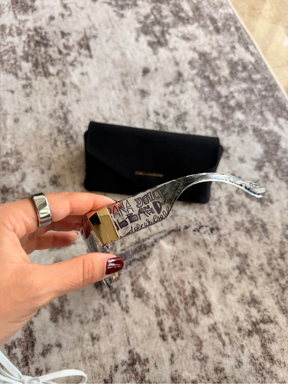 Dolce & Gabbana Black and Gold Logo Cat-Eye Sunglasses
